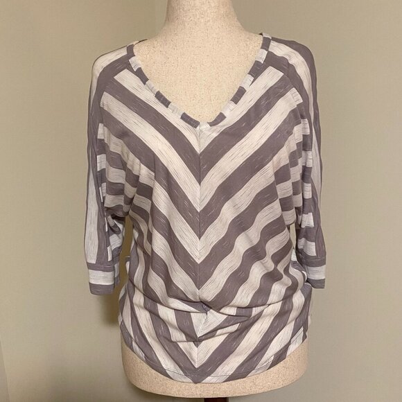 Apt 9 Grey and White Striped Blouse - Picture 1 of 9